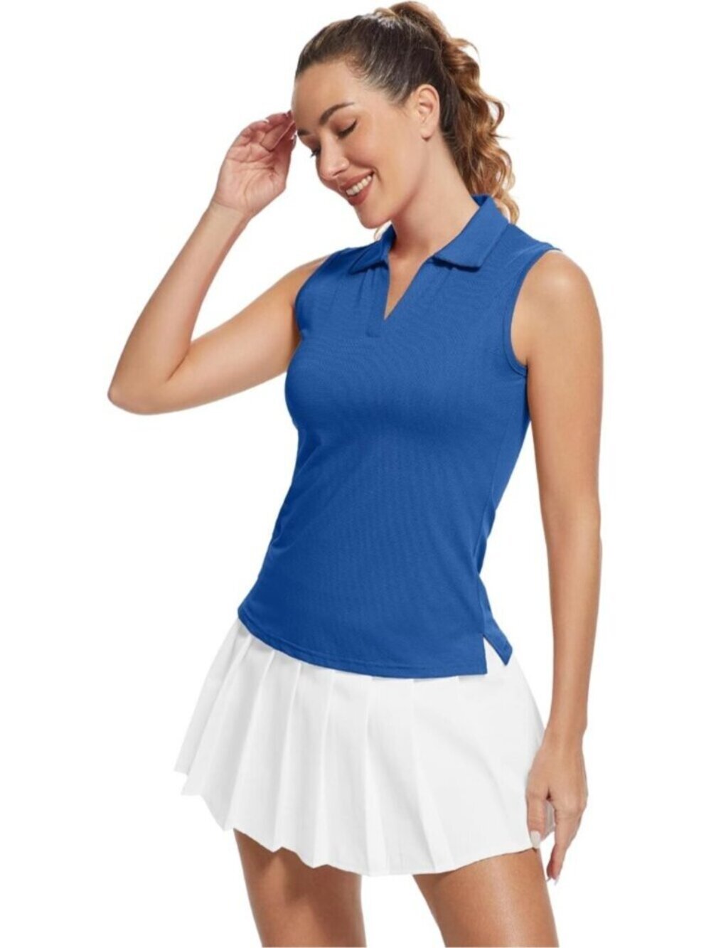 〽️Women's Ocean Blue Sleeveless Golf Shirts Quickly Dry Tennis Polo Lightweight